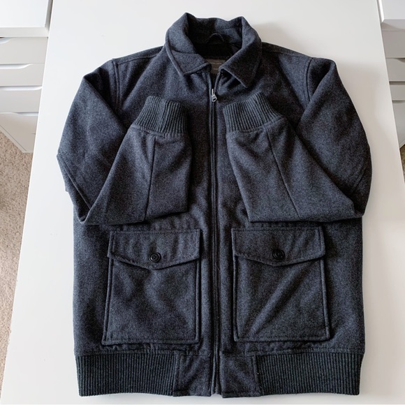 Gap mens wool blend bomber jacket gray size medium - Picture 4 of 8